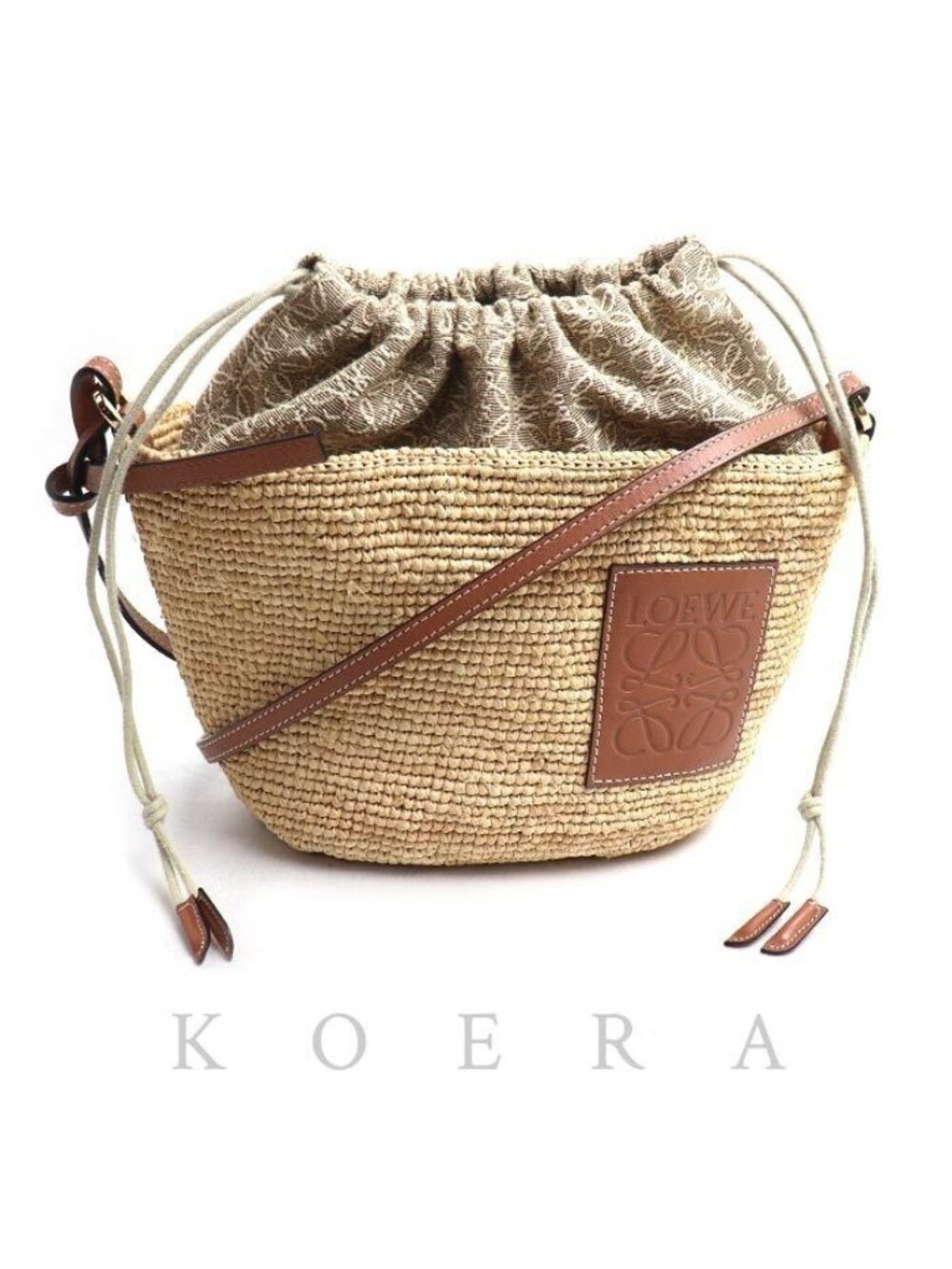 Loewe Anagram Pochette Basket Shoulder Bag Natural Tan
